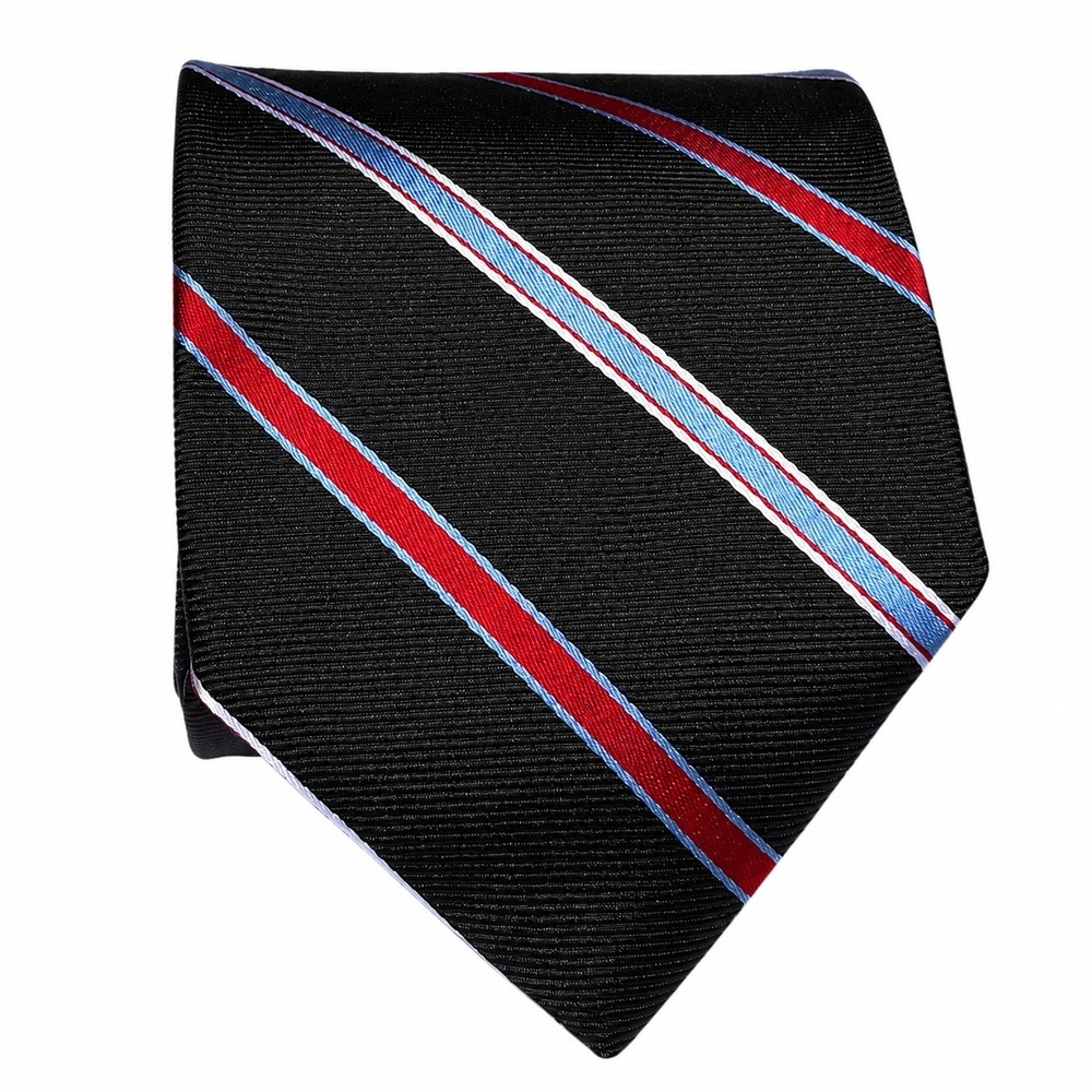 Brooks‎ Brothers 346 Mens Silk Tie Black Red Blue Striped Repp Necktie USA Made